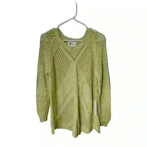 232. Andrea jovine tan lime green long sleeve knit tunic sweater Size medium